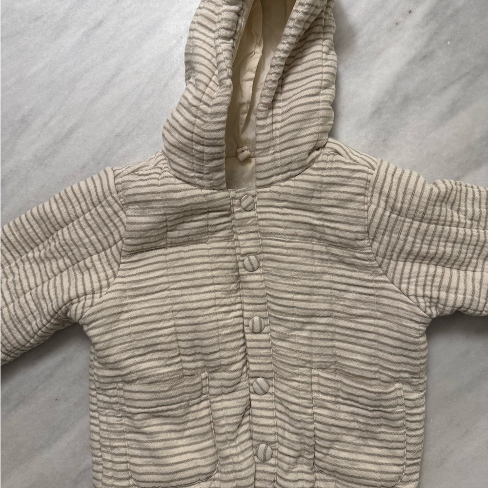 Quincy Mae Cream Striped Kids Jacket